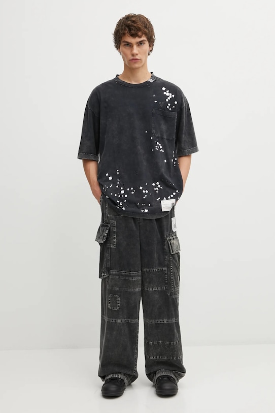 Bavlněné tričko Maison MIHARA YASUHIRO EMBELLISHED BLEACHED A15TS631 černá