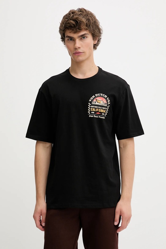 Von Dutch t-shirt bawełniany nadruk czarny VD.1.H.TR.HEAD