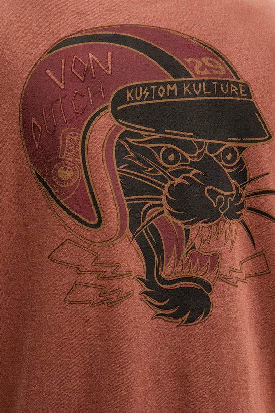 Von Dutch t-shirt bawełniany brązowy VD.1.H.TR.FLASH