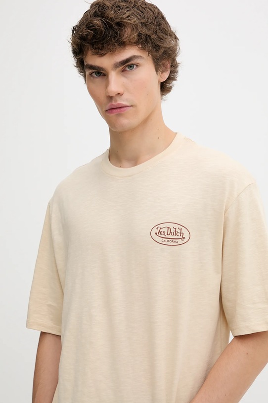 Von Dutch t-shirt bawełniany beżowy VD.1.H.TR.LOS