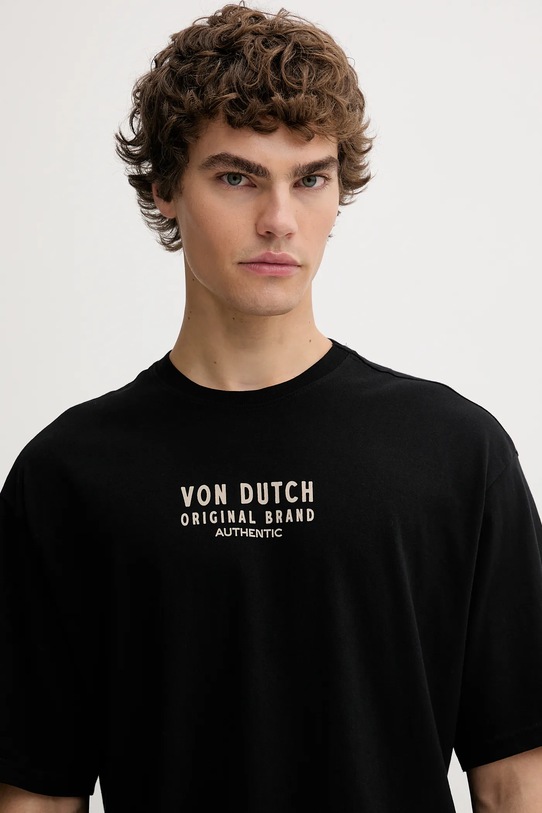 Von Dutch t-shirt bawełniany czarny VD.1.H.TR.TIGER