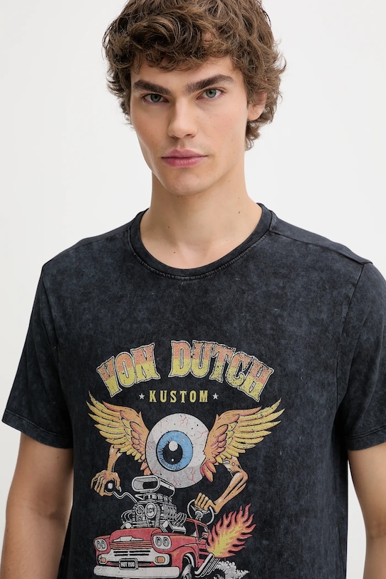 Von Dutch t-shirt bawełniany szary VD.1.TR.CARS