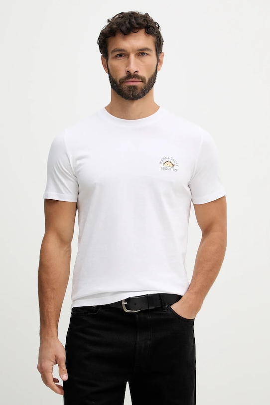 Lindbergh t-shirt bawełniany aplikacja biały 30.400235