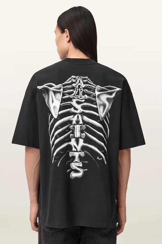 Ρούχα Βαμβακερό μπλουζάκι AllSaints ANATOMICA M046PD μαύρο