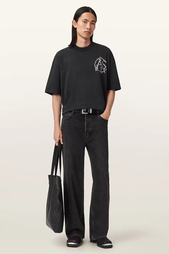Βαμβακερό μπλουζάκι AllSaints ANATOMICA M046PD μαύρο