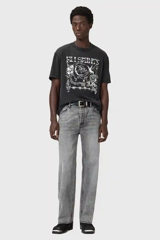 Βαμβακερό μπλουζάκι AllSaints CHINGFORD M002PD γκρί