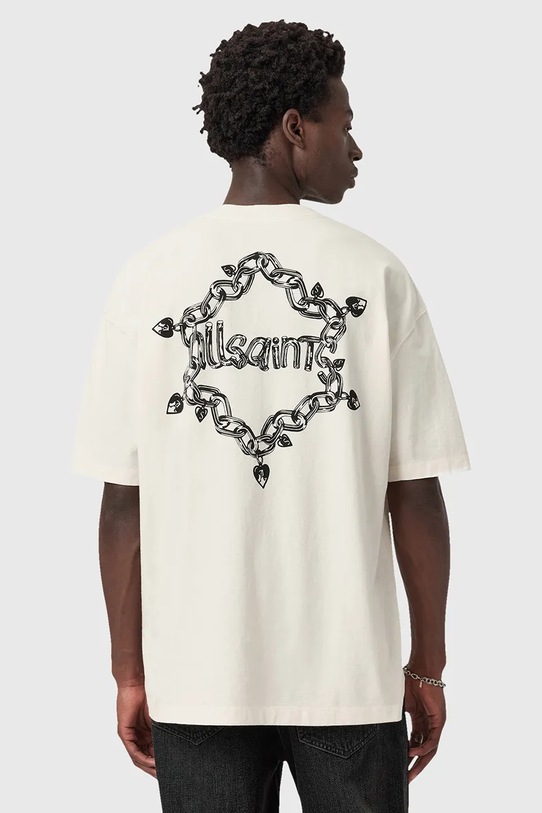 Βαμβακερό μπλουζάκι AllSaints DRIP λευκό M005PD