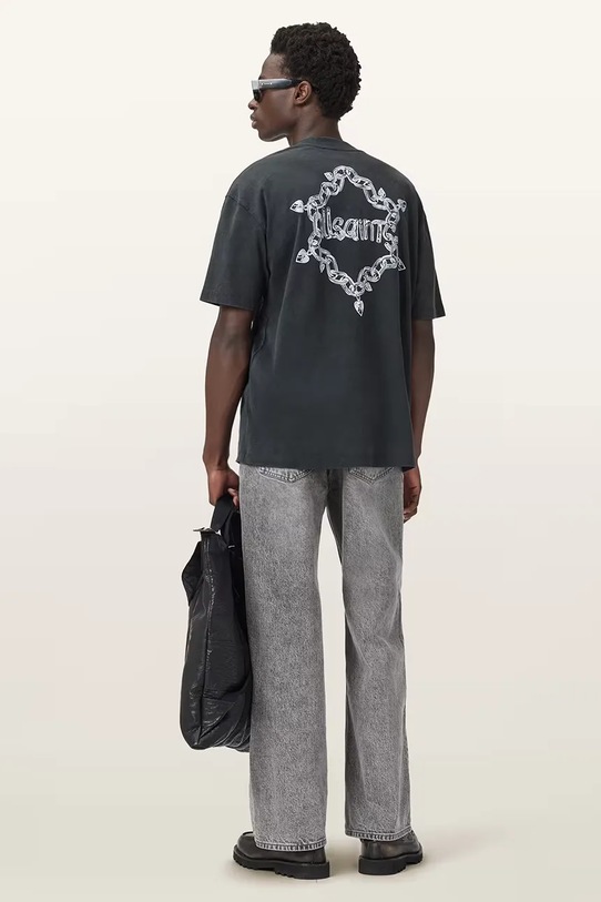 Bavlnené tričko AllSaints DRIP čierna M005PD