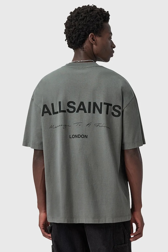 Bavlnené tričko AllSaints FUTURE potlač zelená M006PD