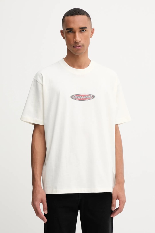 Guess Jeans t-shirt bawełniany nadruk beżowy M5BI29.K8FQ4