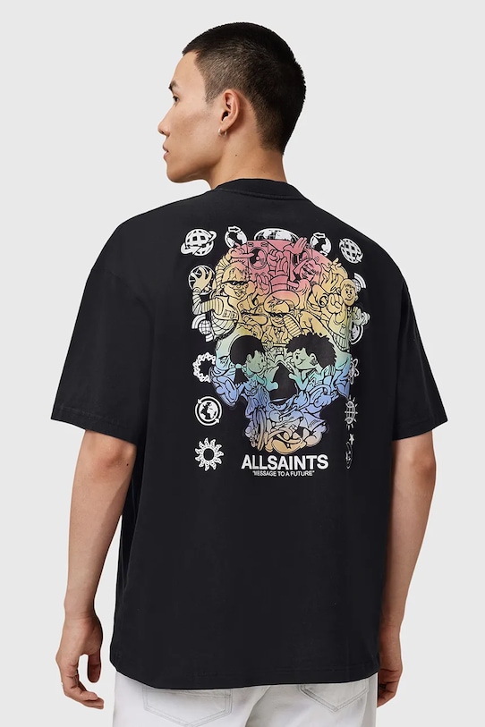 AllSaints t-shirt bawełniany TRANCE nadruk czarny M022PD