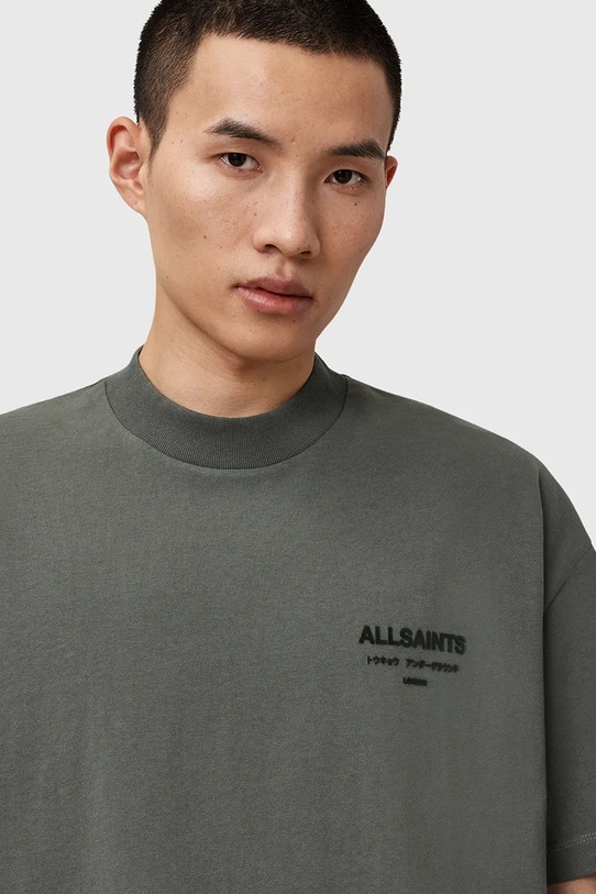 AllSaints t-shirt bawełniany XANDER M030JC zielony AW25