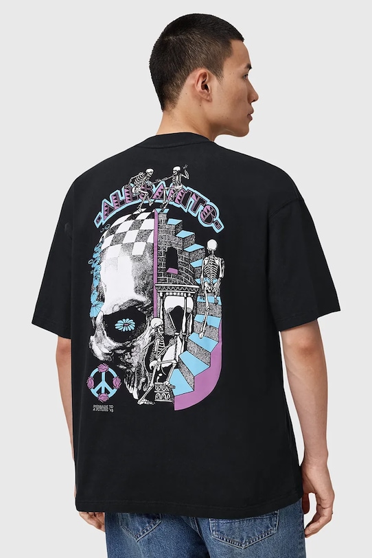 AllSaints t-shirt bawełniany REINCARNATE nadruk czarny M020PD