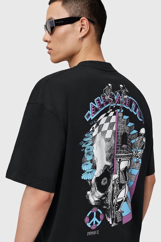 Βαμβακερό μπλουζάκι AllSaints REINCARNATE M020PD μαύρο AW25