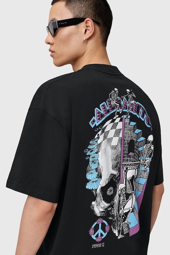 AllSaints t-shirt bawełniany REINCARNATE M020PD czarny AW25