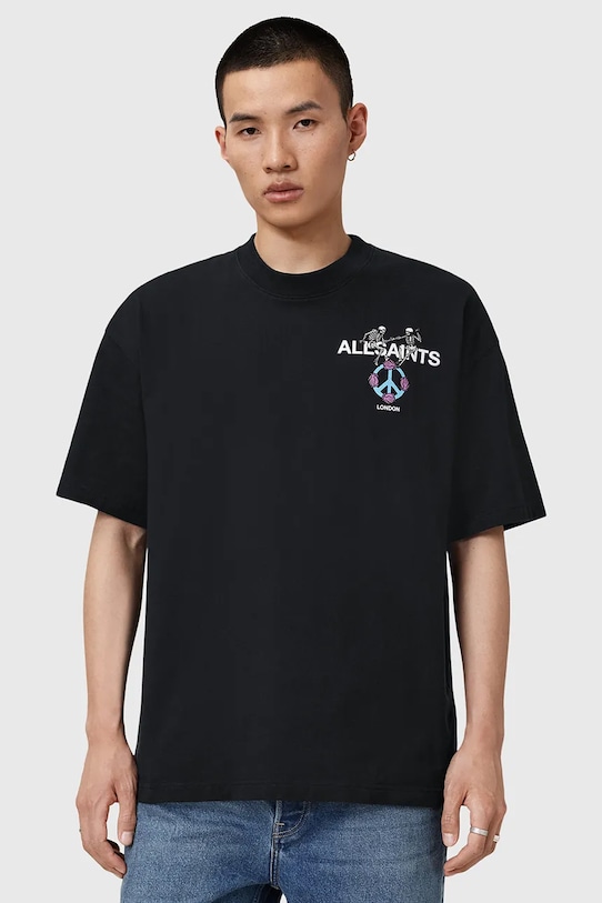 Odzież AllSaints t-shirt bawełniany REINCARNATE M020PD czarny