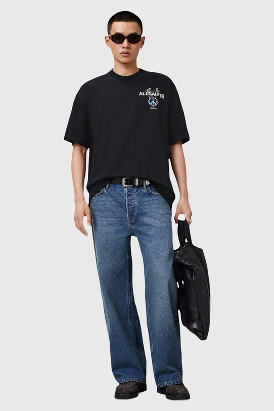 Βαμβακερό μπλουζάκι AllSaints REINCARNATE M020PD μαύρο