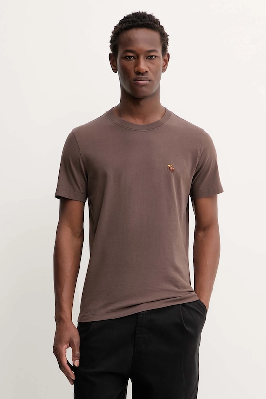 Abercrombie & Fitch t-shirt bawełniany bawełna brązowy KI124.5373.400