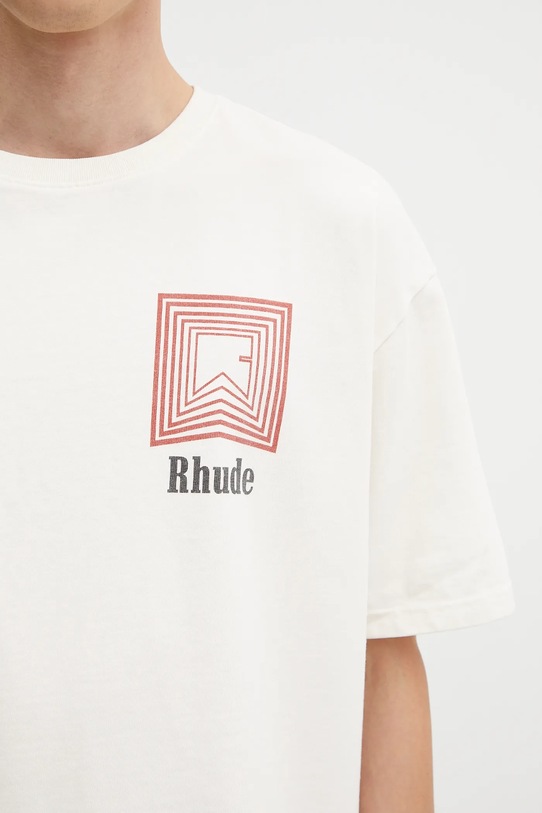 Βαμβακερό μπλουζάκι RHUDE Chevron Logo Repeat μπεζ RHPF25TT03012