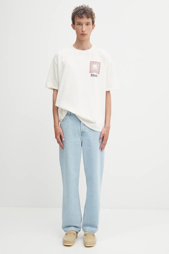 Βαμβακερό μπλουζάκι RHUDE Chevron Logo Repeat RHPF25TT03012 μπεζ