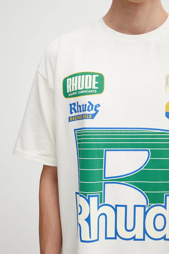 RHUDE t-shirt in cotone Roadway Racing beige RHPF25TT11012