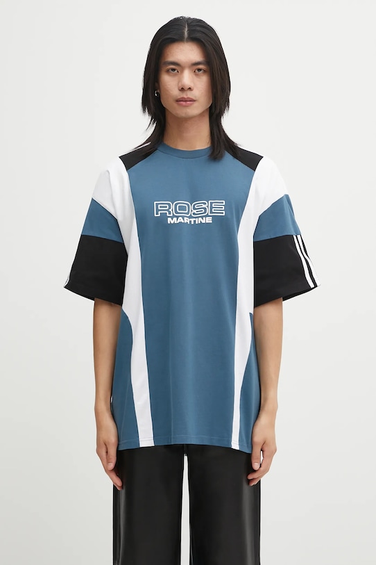 Памучна тениска Martine Rose Oversized Panelled свободна син 630JE01529D