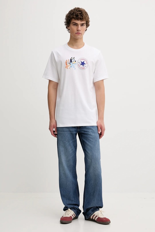 Converse t-shirt bawełniany BLUEY CVM5T501 biały AW25