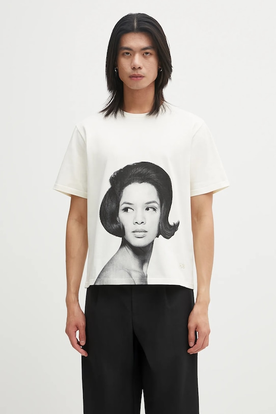 Βαμβακερό μπλουζάκι Wales Bonner Selah Oversized T Shirt κανονικό μπεζ UA25JE29.JE01.100