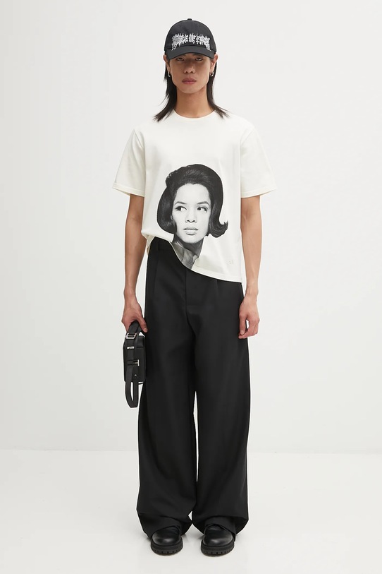 Wales Bonner t-shirt bawełniany Selah Oversized T Shirt UA25JE29.JE01.100 beżowy