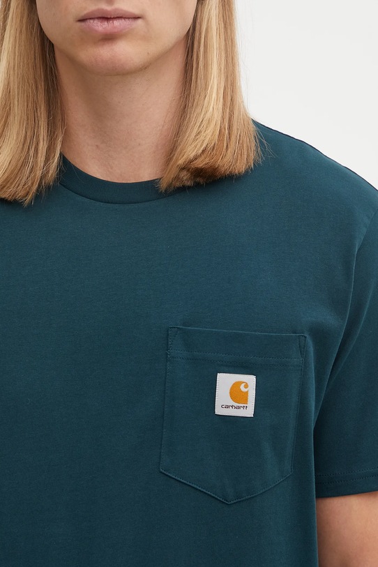 Carhartt WIP t-shirt bawełniany S/S Pocket T-Shirt turkusowy I030434.0AUXX