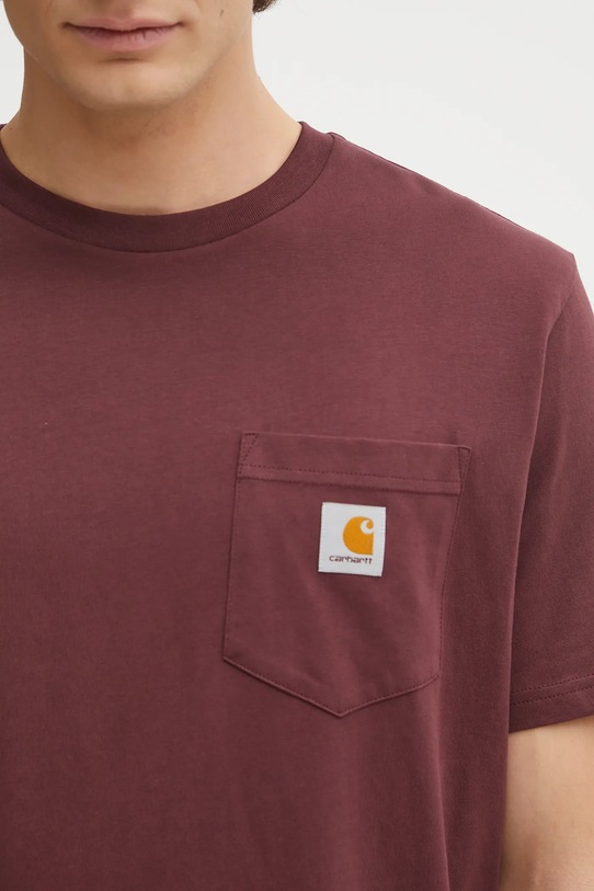 Carhartt WIP t-shirt bawełniany S/S Pocket T-Shirt bordowy I030434.33KXX