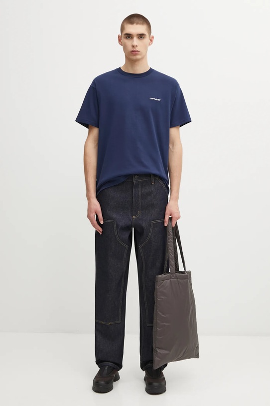 Carhartt WIP t-shirt bawełniany S/S Script Embroidery T-Shirt I030435.3CCXX niebieski