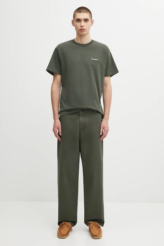 Carhartt WIP t-shirt bawełniany S/S Script Embroidery T-Shirt I030435.3CDXX zielony