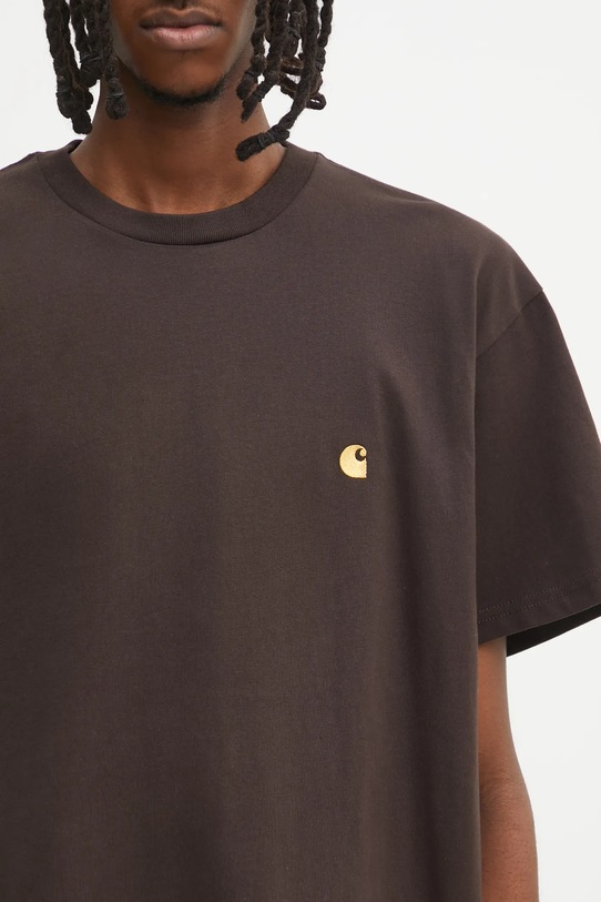 Carhartt WIP t-shirt bawełniany S/S Chase T-Shirt brązowy I026391.00WXX