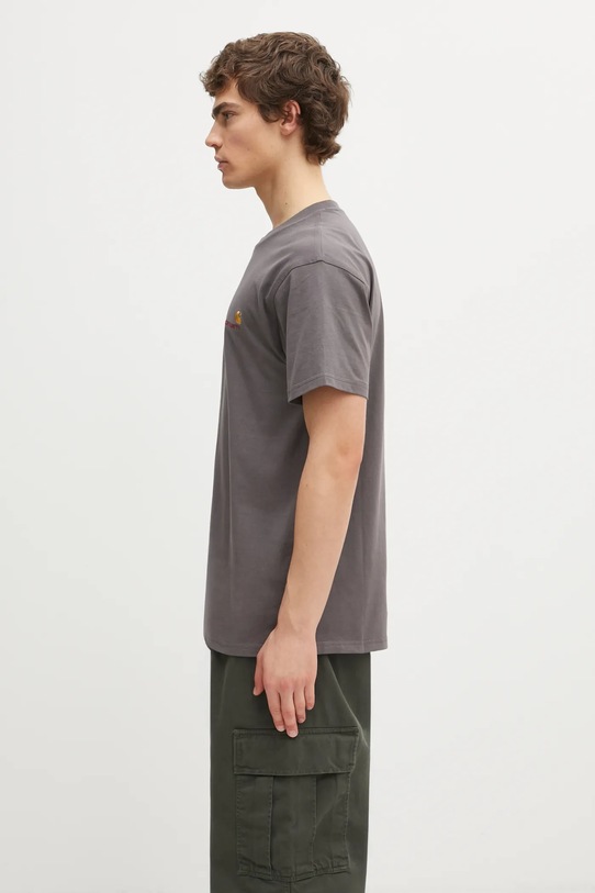Carhartt WIP t-shirt bawełniany S/S American Script T-Shirt I029956.33CXX brązowy AW25