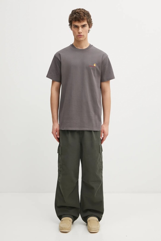 Carhartt WIP t-shirt bawełniany S/S American Script T-Shirt I029956.33CXX brązowy