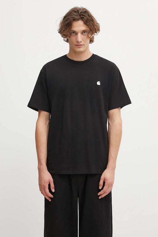 Carhartt WIP t-shirt bawełniany S/S Madison T-Shirt gładkie czarny I033000.K02XX