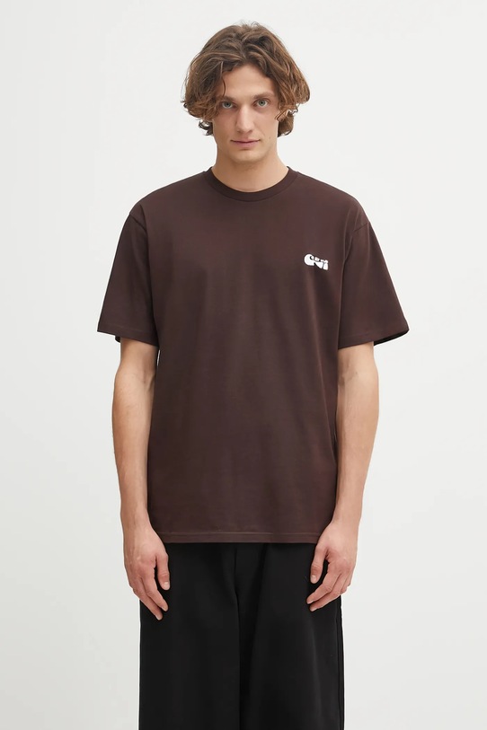 Carhartt WIP t-shirt bawełniany S/S Madison T-Shirt gładkie brązowy I033000.39GXX