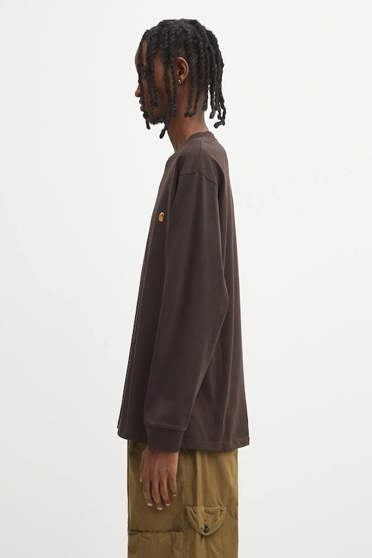 Carhartt WIP longsleeve bawełniany L/S Chase T-Shirt I026392.00WXX brązowy AW25