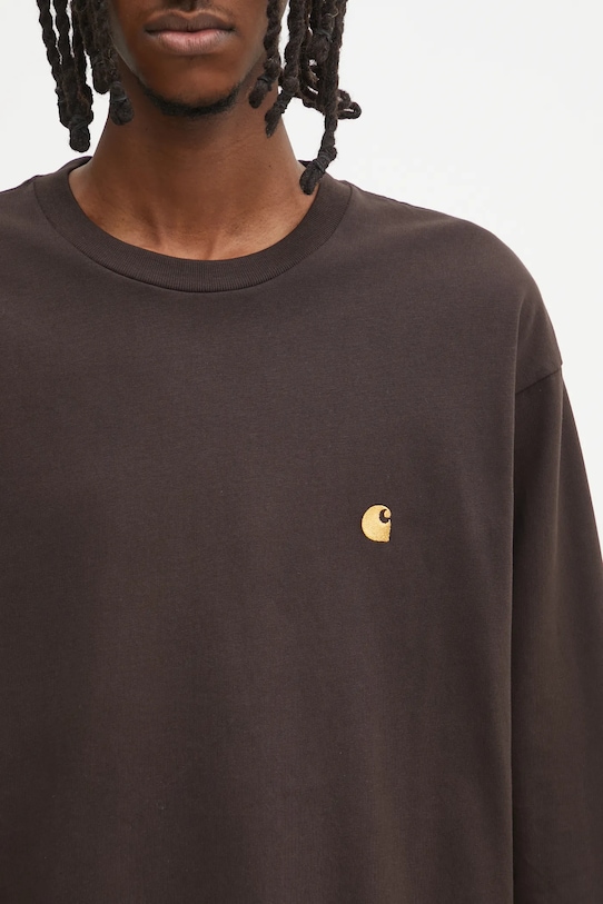 Carhartt WIP longsleeve bawełniany L/S Chase T-Shirt brązowy I026392.00WXX
