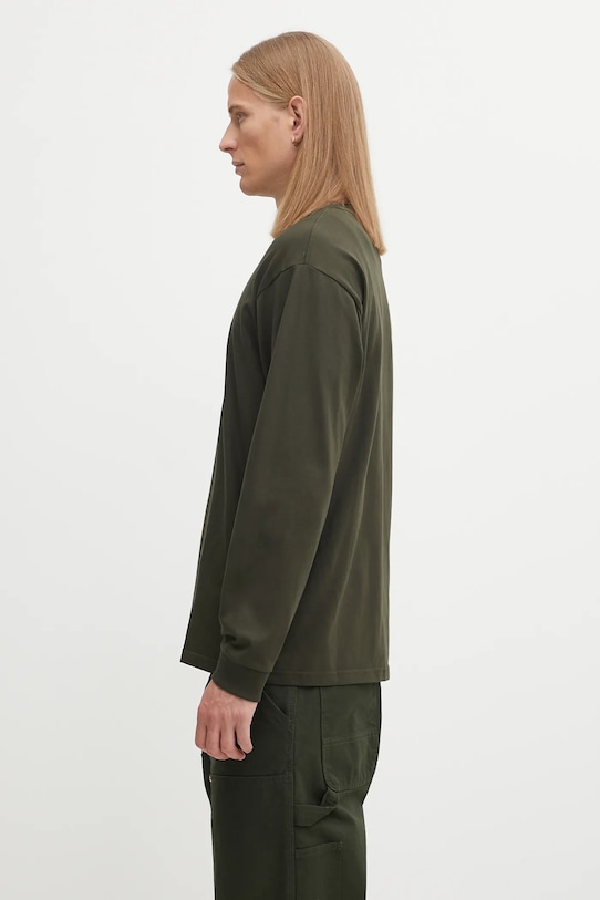 Bavlněné tričko s dlouhým rukávem Carhartt WIP L/S Chase T-Shirt I026392.3CBXX zelená AW25