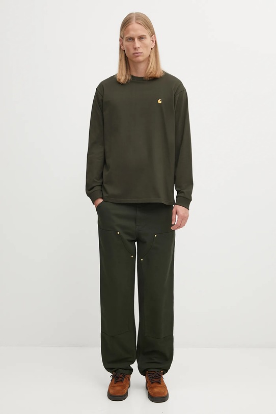 Carhartt WIP longsleeve din bumbac L/S Chase T-Shirt verde I026392.3CBXX