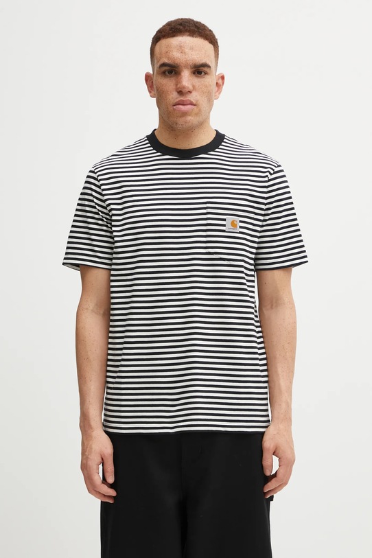 Carhartt WIP t-shirt bawełniany S/S Verner Pocket T-Shirt wzorzyste czarny I033816.2JGXX