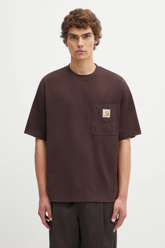 Бавовняна футболка Carhartt WIP S/S Work Pocket T-Shirt гладкий коричневий I035523.33HXX