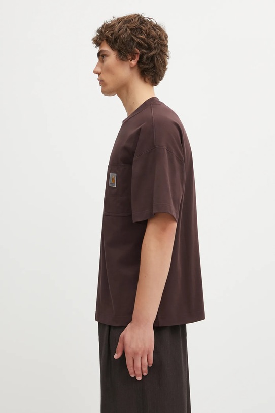 Бавовняна футболка Carhartt WIP S/S Work Pocket T-Shirt I035523.33HXX коричневий AW25