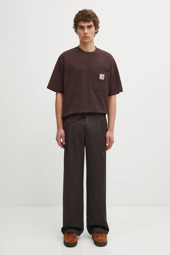 Бавовняна футболка Carhartt WIP S/S Work Pocket T-Shirt I035523.33HXX коричневий