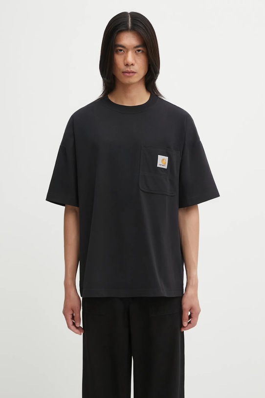 Carhartt WIP t-shirt bawełniany S/S Work Pocket T-Shirt gładkie czarny I035523.89XX