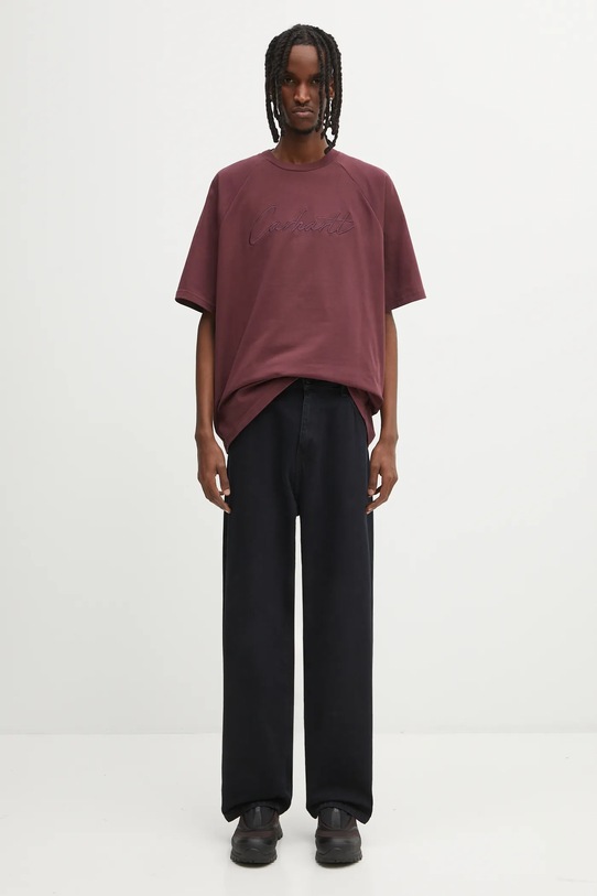 Carhartt WIP t-shirt bawełniany S/S Ray T-Shirt I035306.33KXX bordowy