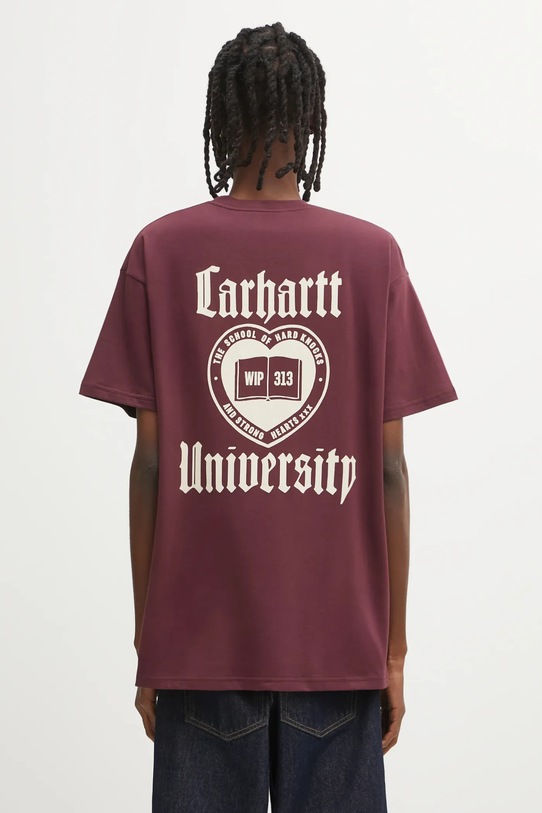 Carhartt WIP t-shirt bawełniany S/S Schooling T-Shirt gładkie bordowy I035453.33KXX