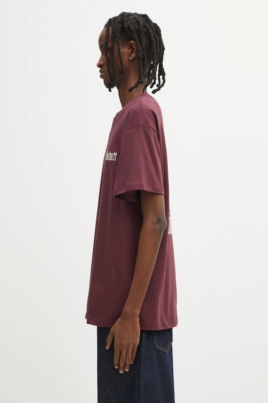 Bavlněné tričko Carhartt WIP S/S Schooling T-Shirt I035453.33KXX burgundské AW25